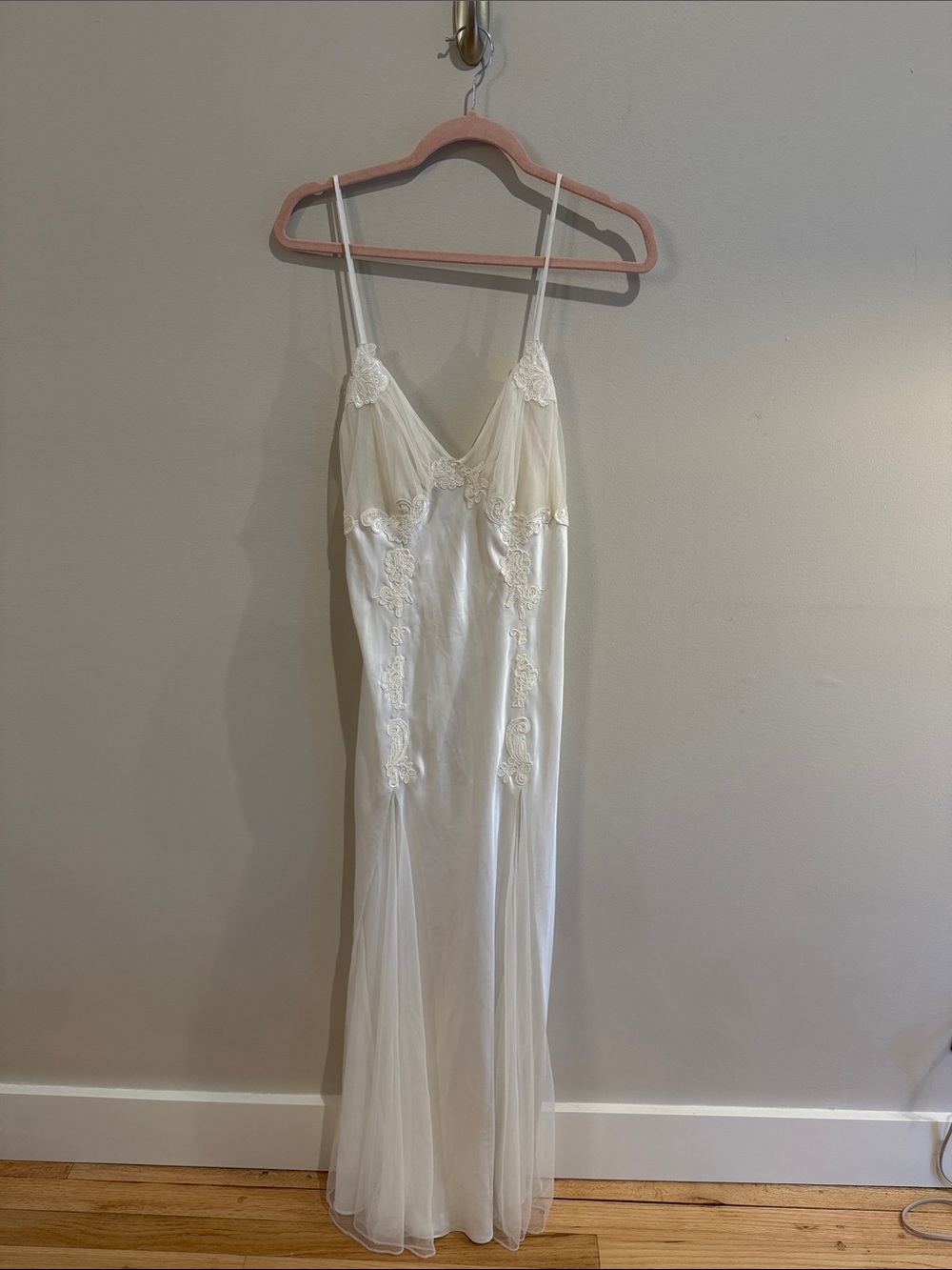 Victoria's Secret Ivory Lace-Trim Slip Gown